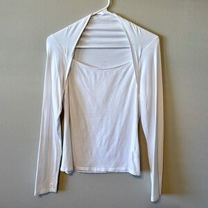 Women's Long Sleeve Slim Fit Square Neck
Bolero Top - A New Day White Medium